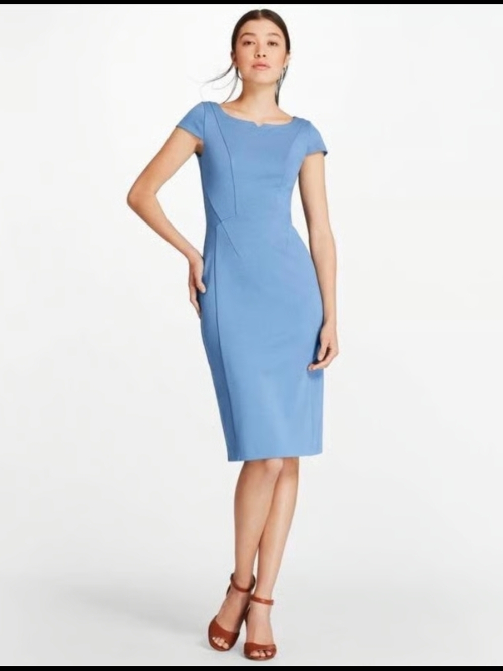 Brooks Brothers Blue Cupro Stretch Dress Womens 4P High Quality Career Cocktail
